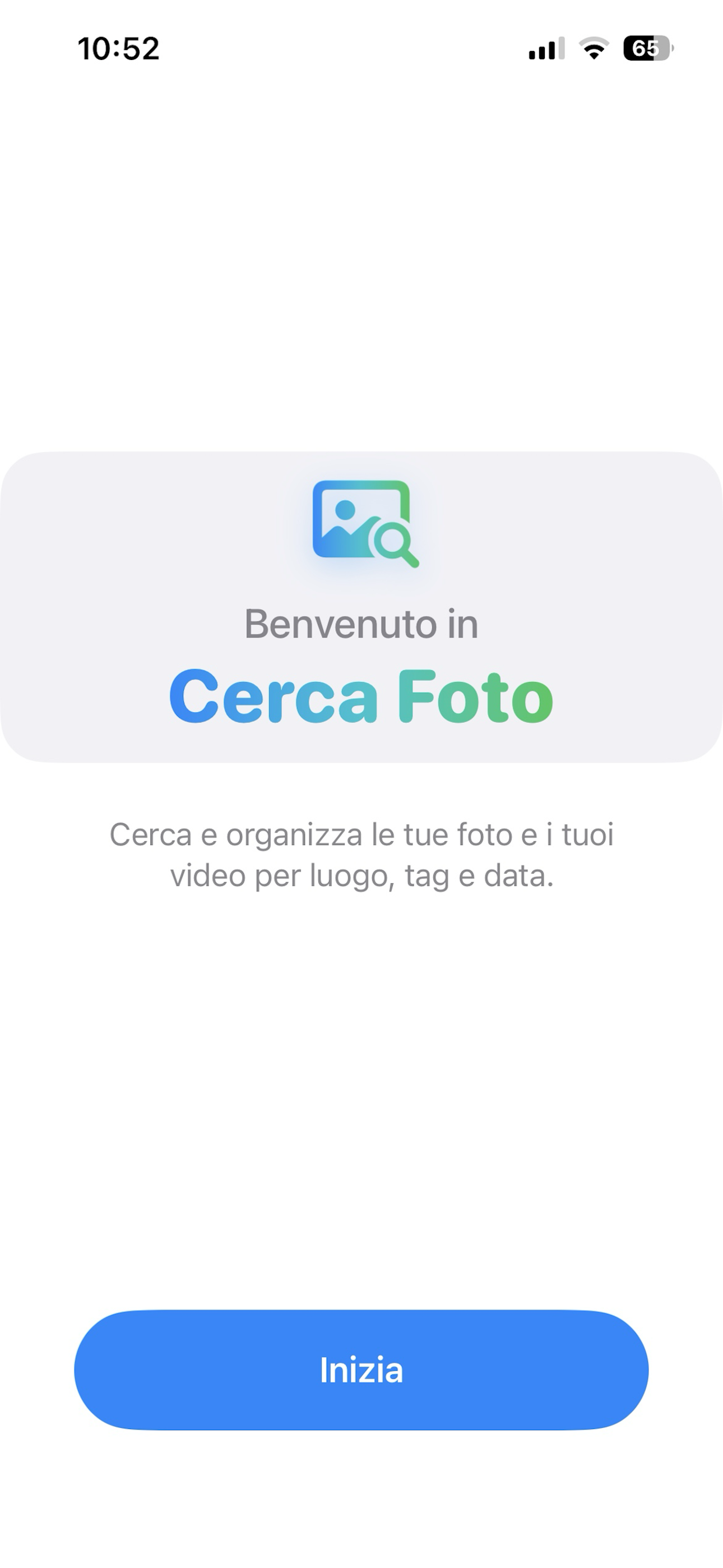 Schermata principale dell'app